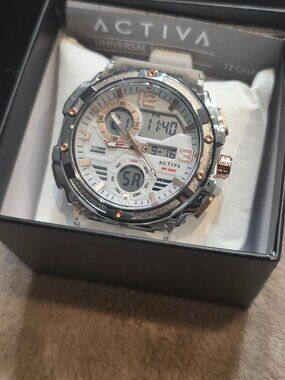 NIB ACTIVA White & Rose Gold Sports Watch